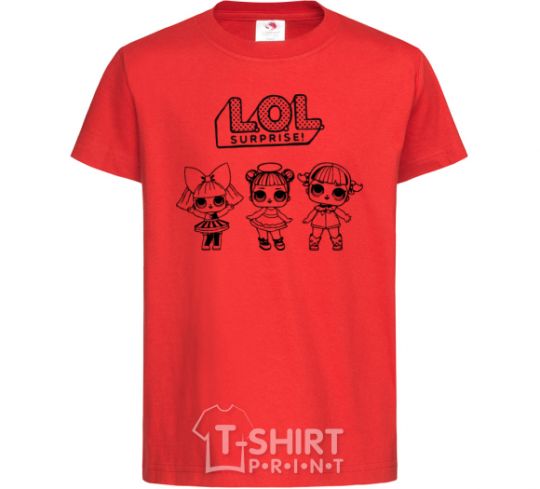 Kids T-shirt Lol three angel dolls red фото