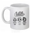 Ceramic mug Lol three Merlin dolls White фото