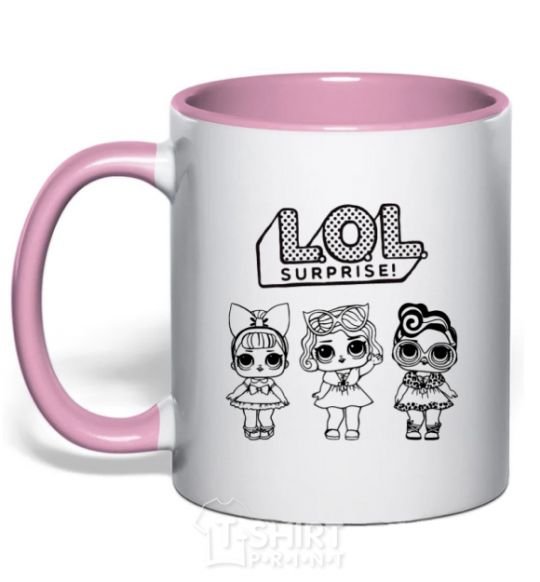 Чашка с цветной ручкой Lol три куклы Мерлин Нежно розовый фото
