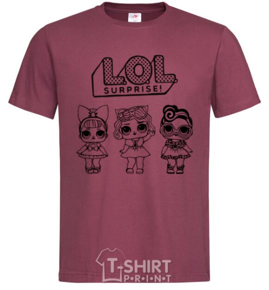 Men's T-Shirt Lol three Merlin dolls burgundy фото