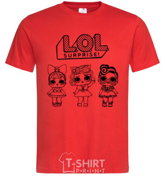 Мужская футболка Lol три куклы Мерлин Красный фото
