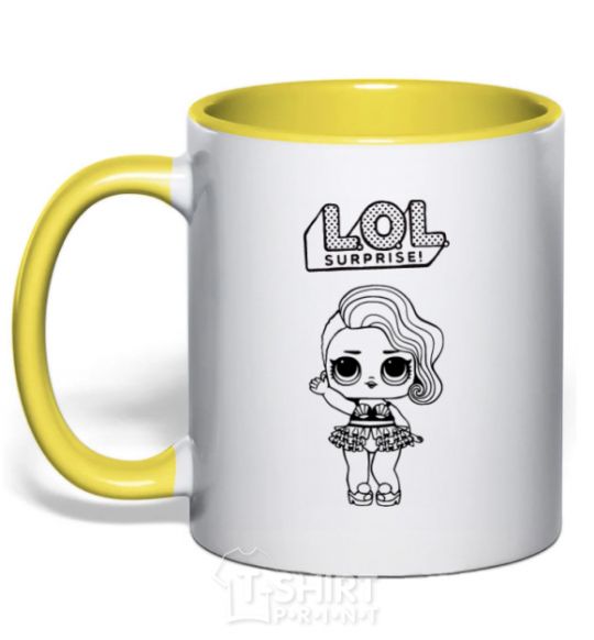 Mug with a colored handle Lol surprise swimsuit with seashells yellow фото