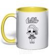 Mug with a colored handle Lol surprise swimsuit with seashells yellow фото