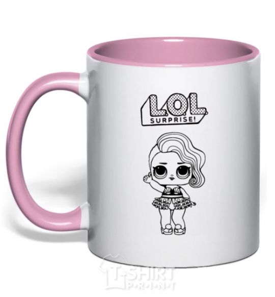 Mug with a colored handle Lol surprise swimsuit with seashells light-pink фото