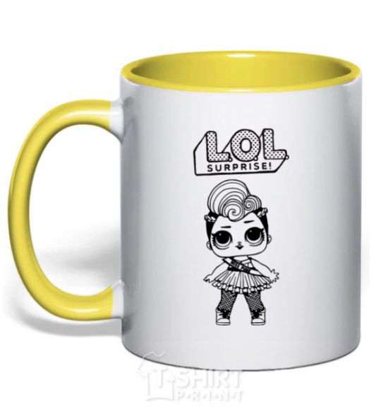 Mug with a colored handle Lol surprise Miss Punk yellow фото