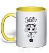 Mug with a colored handle Lol surprise in winter headphones yellow фото