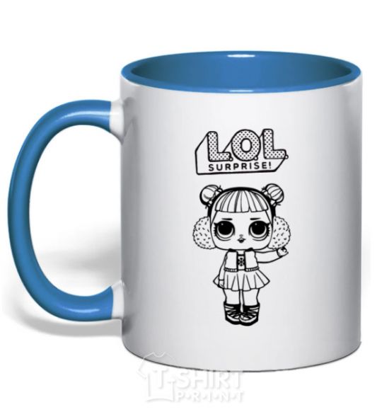 Mug with a colored handle Lol surprise in winter headphones royal-blue фото