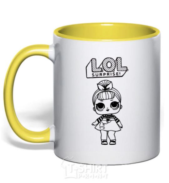 Mug with a colored handle Lol surprise with the poodle yellow фото