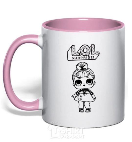 Mug with a colored handle Lol surprise with the poodle light-pink фото