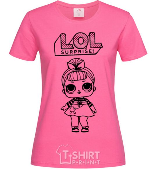 Женская футболка Lol surprise с пуделем Ярко-розовый фото
