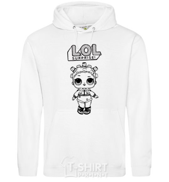 Men`s hoodie Lol surprise in a jacket and curlers White фото