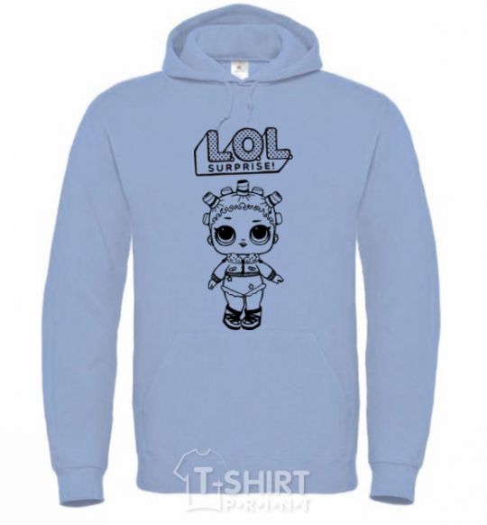 Men`s hoodie Lol surprise in a jacket and curlers sky-blue фото