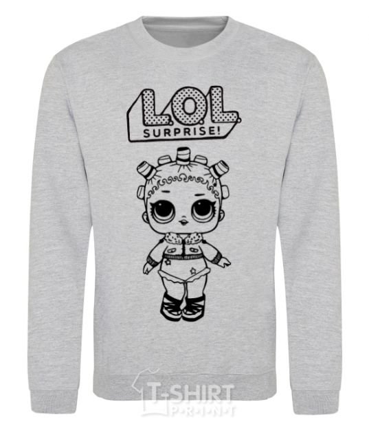 Sweatshirt Lol surprise in a jacket and curlers sport-grey фото