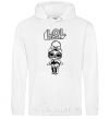 Men`s hoodie Lol surprise with a doodle and a headband White фото