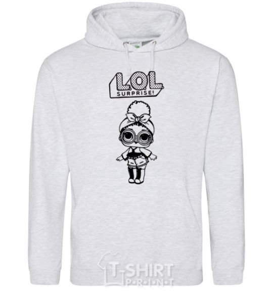 Men`s hoodie Lol surprise with a doodle and a headband sport-grey фото