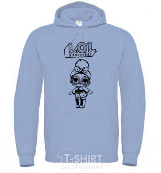 Men`s hoodie Lol surprise with a doodle and a headband sky-blue фото