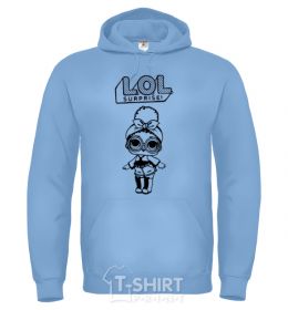 Men`s hoodie Lol surprise with a doodle and a headband sky-blue фото