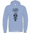 Men`s hoodie Lol surprise with a doodle and a headband sky-blue фото