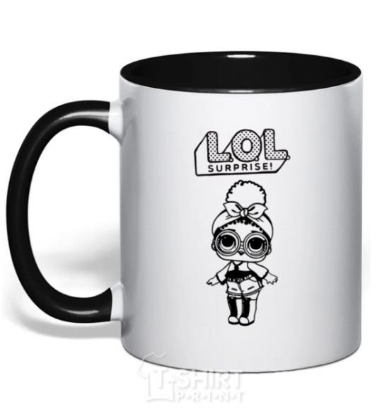 Mug with a colored handle Lol surprise with a doodle and a headband black фото