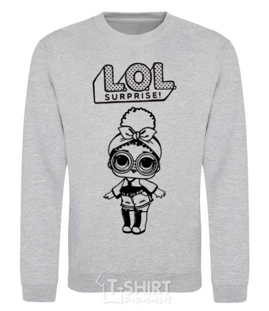 Sweatshirt Lol surprise with a doodle and a headband sport-grey фото