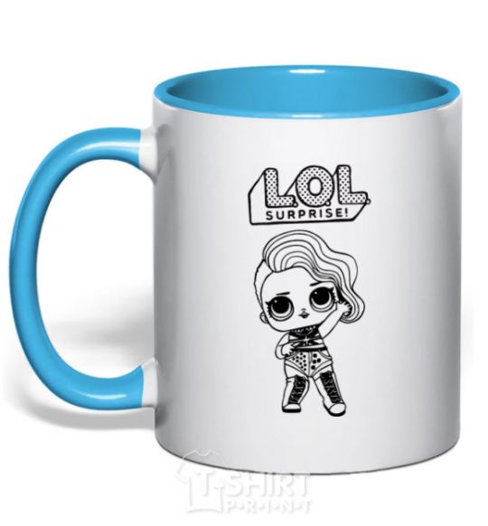 Mug with a colored handle Lol surprise american style sky-blue фото