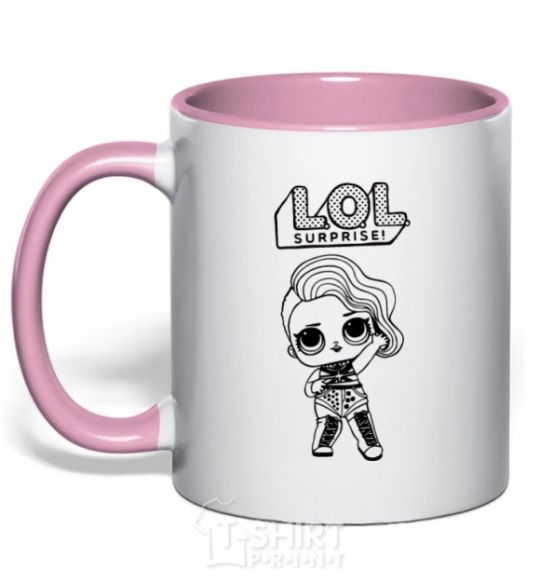 Mug with a colored handle Lol surprise american style light-pink фото
