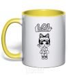 Mug with a colored handle Lol surprise bunny slippers yellow фото