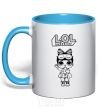 Mug with a colored handle Lol surprise bunny slippers sky-blue фото