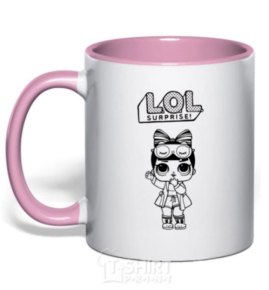Mug with a colored handle Lol surprise bunny slippers light-pink фото