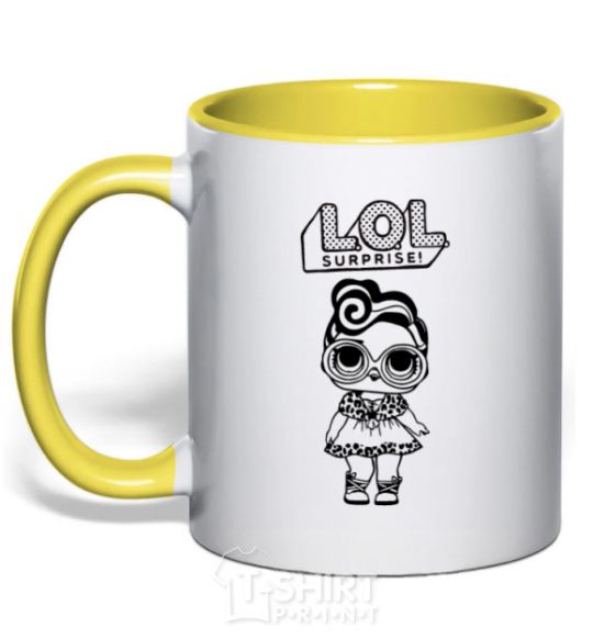 Mug with a colored handle Lol surprise tiger cape yellow фото