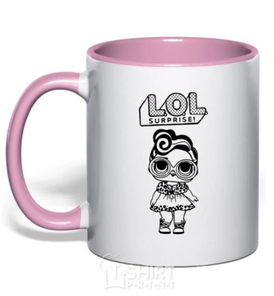 Mug with a colored handle Lol surprise tiger cape light-pink фото