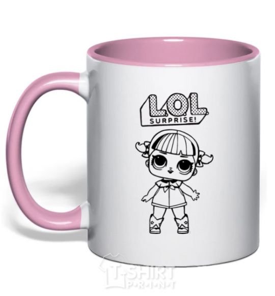 Mug with a colored handle Lol surprise in boots light-pink фото
