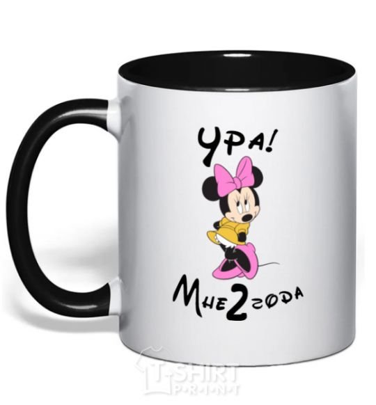 Mug with a colored handle Yay, I'm 2 year old black фото