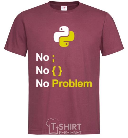 Men's T-Shirt No problem burgundy фото