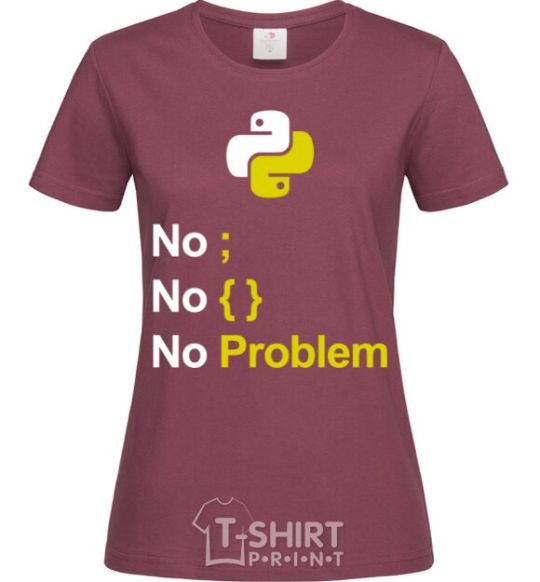 Женская футболка No problem Бордовый фото
