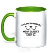 Mug with a colored handle Java programmers wear glasses because they can't C kelly-green фото