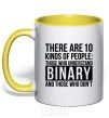 Mug with a colored handle There are 10 kinds of people yellow фото