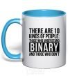 Mug with a colored handle There are 10 kinds of people sky-blue фото