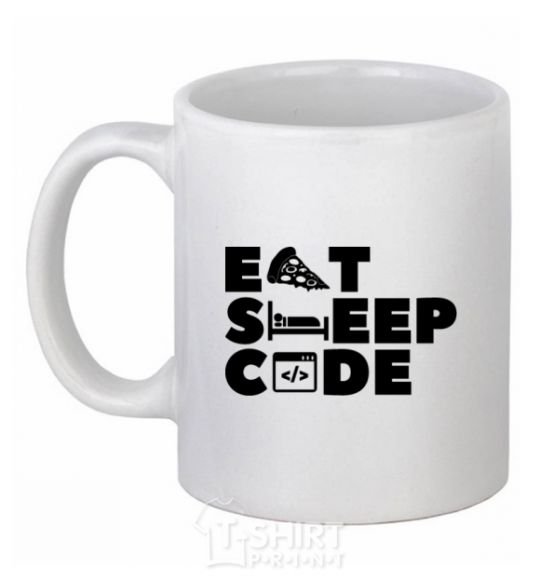 Ceramic mug Eat sleep code White фото