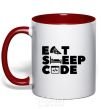 Mug with a colored handle Eat sleep code red фото