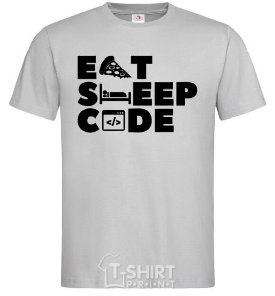 Men's T-Shirt Eat sleep code grey фото