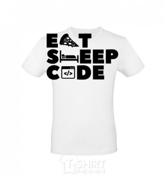 Мужская футболка Eat sleep code Белый фото