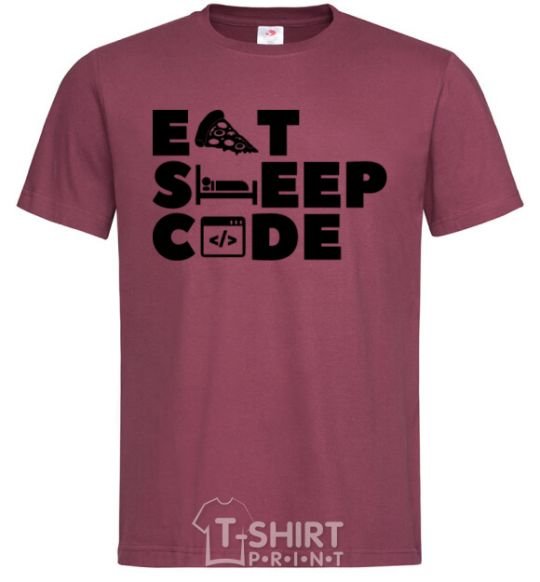 Men's T-Shirt Eat sleep code burgundy фото