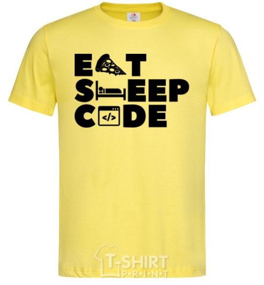 Men's T-Shirt Eat sleep code cornsilk фото