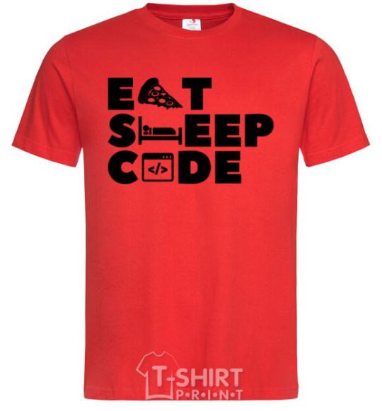 Мужская футболка Eat sleep code Красный фото