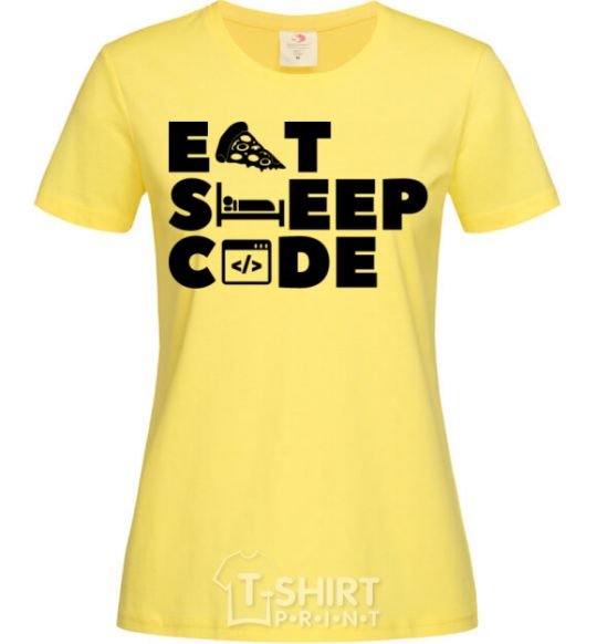 Women's T-shirt Eat sleep code cornsilk фото