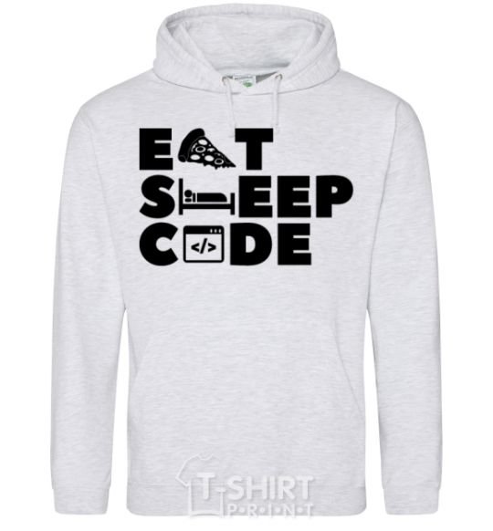 Men`s hoodie Eat sleep code sport-grey фото