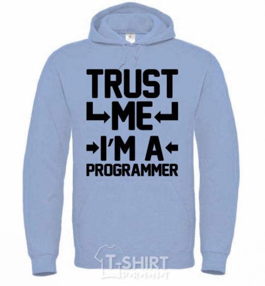 Men`s hoodie Trust me i'm a programmer sky-blue фото