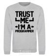 Свитшот Trust me i'm a programmer Серый меланж фото