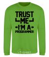 Свитшот Trust me i'm a programmer Лаймовый фото